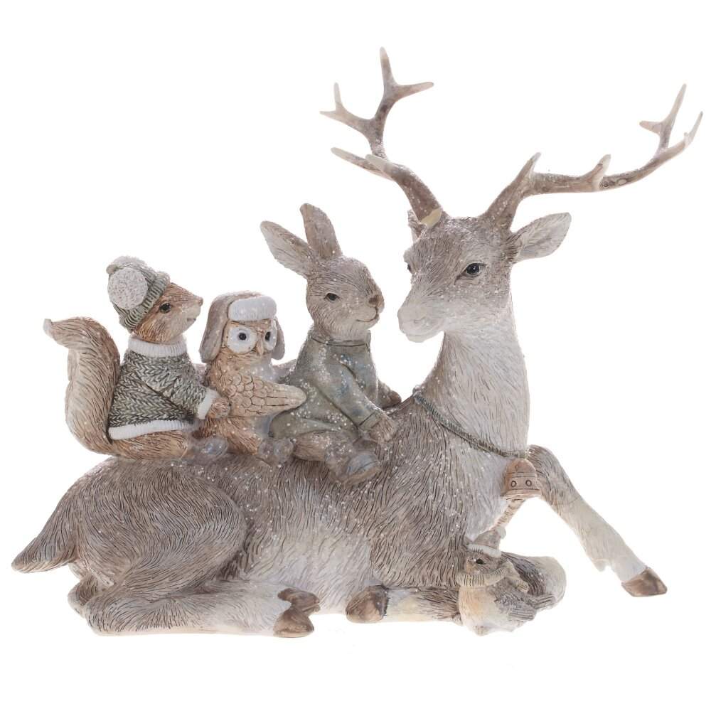 REMECO COLLECTION Фигурка 763852 Олень и лесные друзья шампань/мятный 23х6х17см (полимер)
