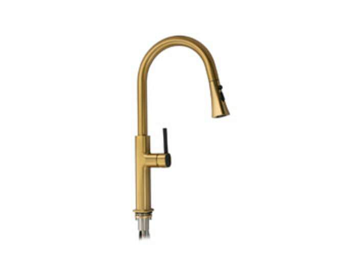 Смеситель Magnus  8237  кухон.шар., С-обр. излив вытяж.,корпус из латуни мат.золота