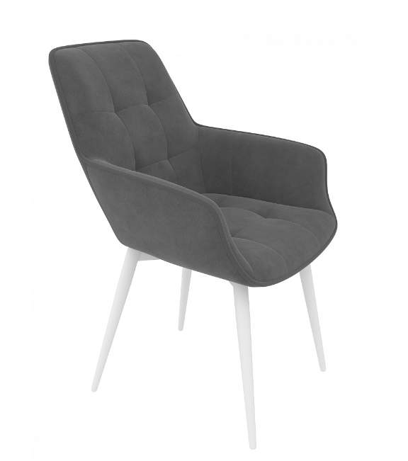 Стул Тосно белый сид. бархат серый