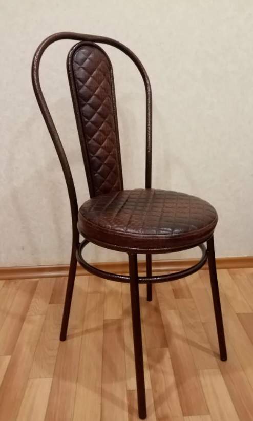 Стул Венский хром к/з коричневый малый ромб