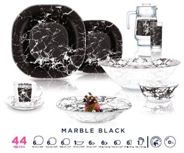 LUMINARC Carina Marble Black Набор столовый 44 предм. V2709