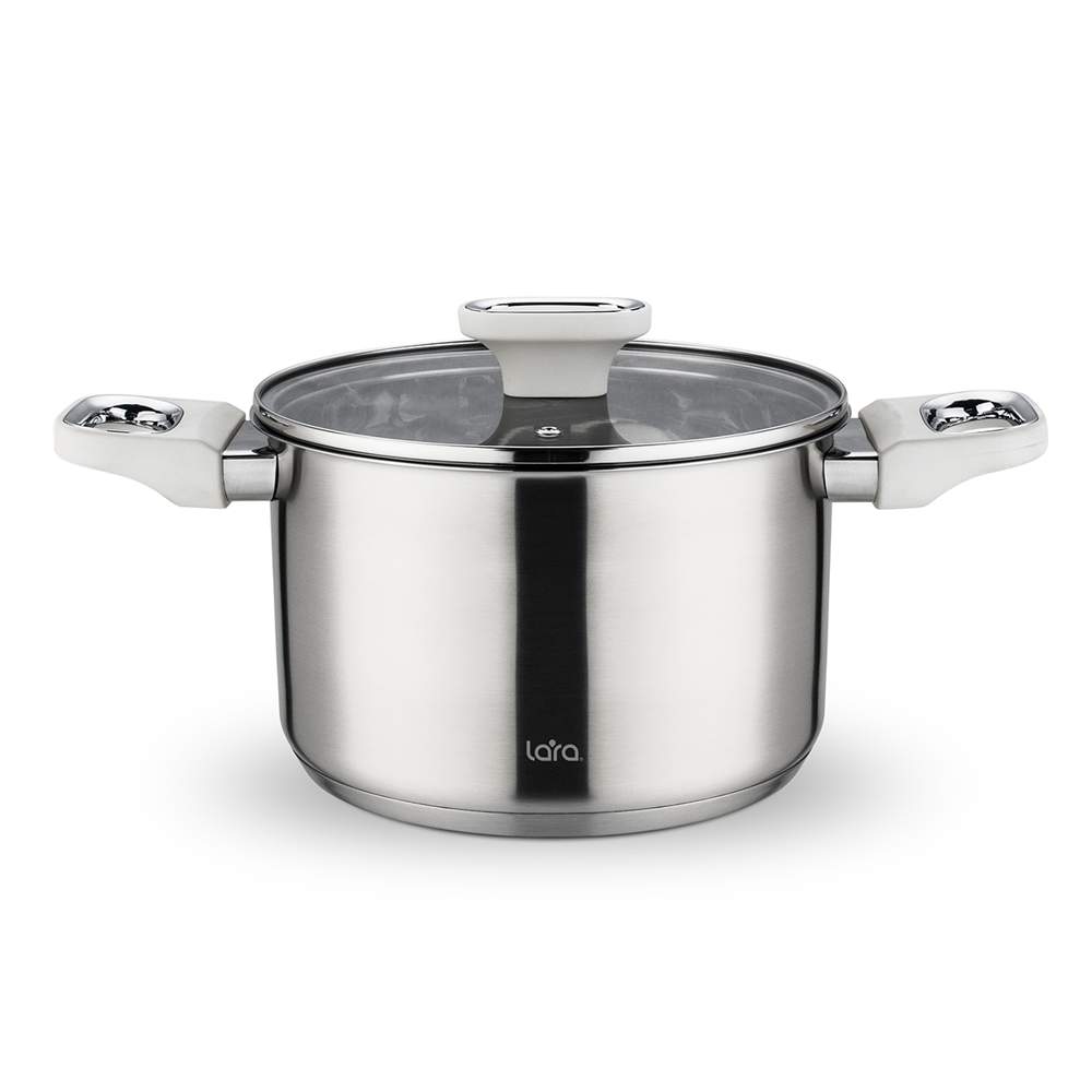 LARA Флора Кастрюля LR02-256 2,1л 16х10,5см индукция /нерж/