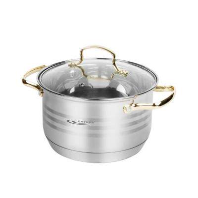 КАТУНЬ Элис Голд Кастрюля 2,5л 18х11,5см капсул дно с/кр(термостекло) индукция /нерж/ КТ22-D-18