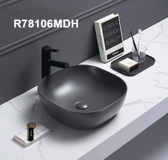 *Раковина R78106MDH накладная на столешницу МАТОВАЯ темно-серая 415х415х145мм P