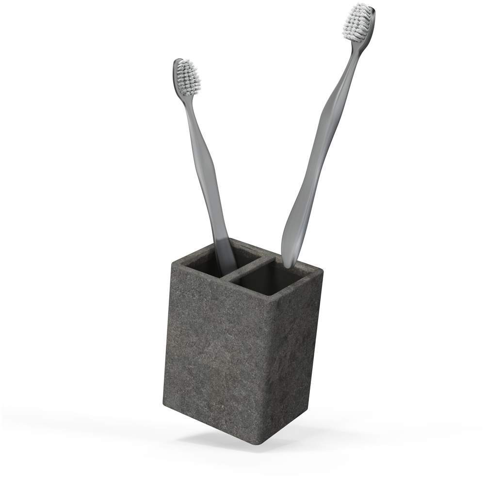 Стакан д/зубных щеток настольный, STONE,BLACK,полирезин FOR-STN042BL