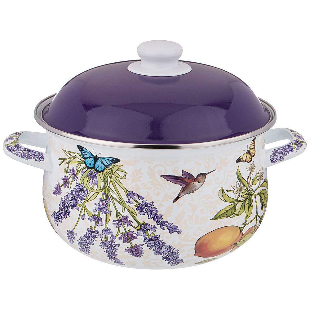 AGNESS Прованс Лимоны Кастрюля 934-548 3,6л 22*13см эмаль.крышка