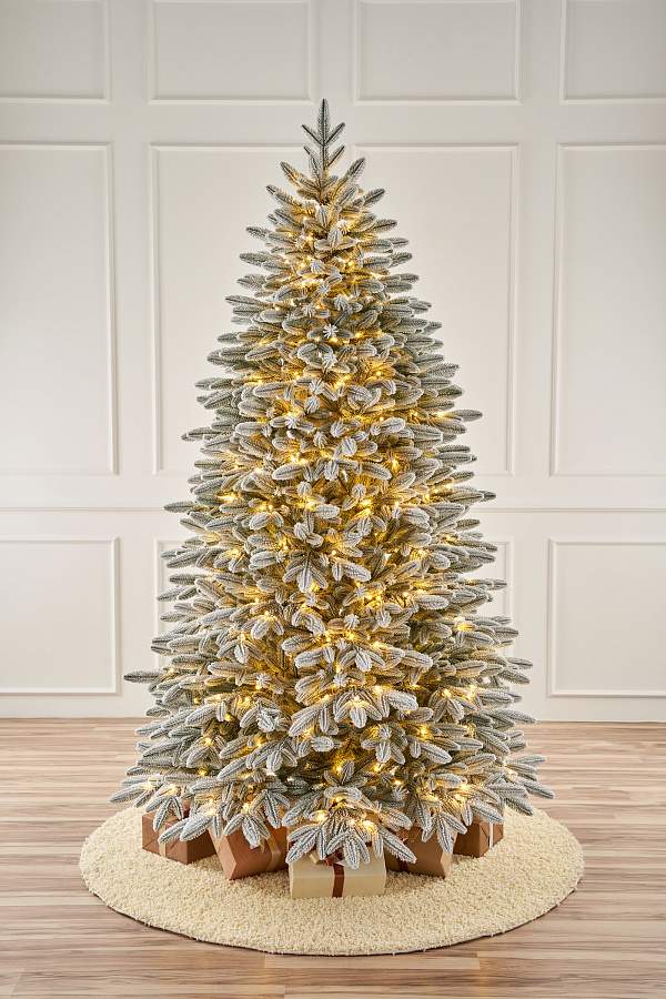 MAX CHRISTMAS Ель искусственная Самарская заснеженная с лампочками 210см литая 100% PE ЕСМЛЗ 21