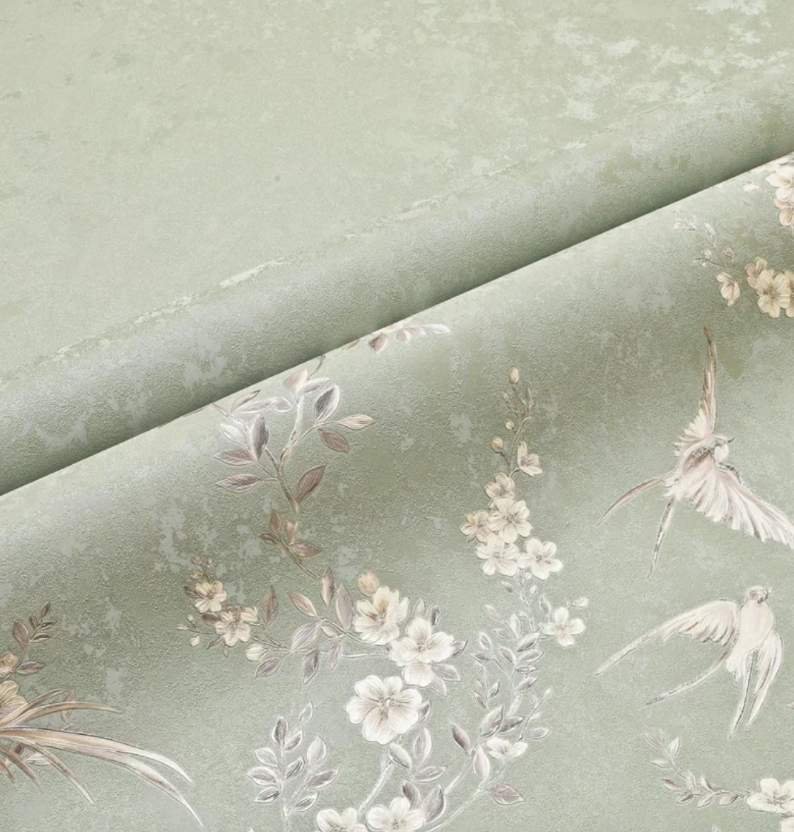 191116R обои Grandeco life/Celester мотив флористика , оливковый