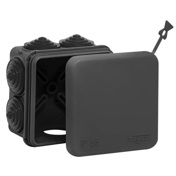 Коробка распред. ОП  70х70х40мм черная  67030Ч 7вводов HF стойкая к УФ 1364952