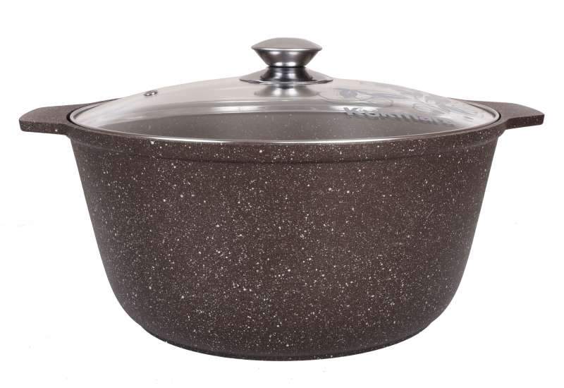 KUKMARA Кастрюля-жаровня жмк52а 5л 29х14см АП Кофейный мрамор стекл.крышка