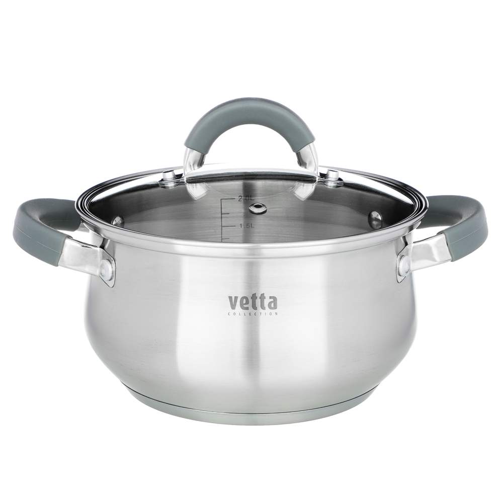 VETTA Вена Кастрюля 822-054 2600мл/18х10,5см с крышкой нерж.сталь индукция