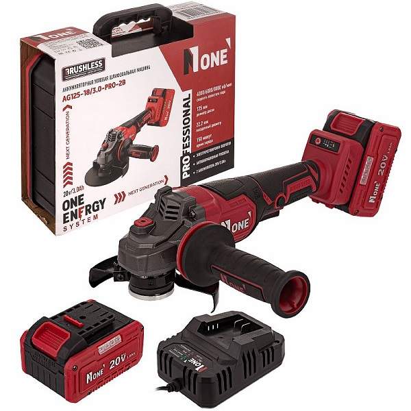 УШМ NUMBER ONE  AG125-18/3.0-PRO-2B бесщ. 18V*2x3Аh кейс