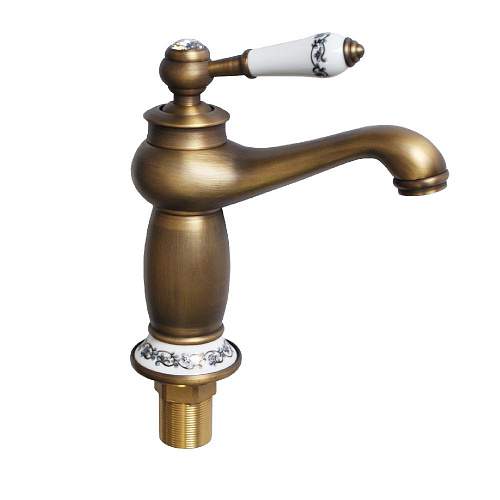 Смеситель BRIMIX  124  на раков. шар. под бронзу, ручка с камнем