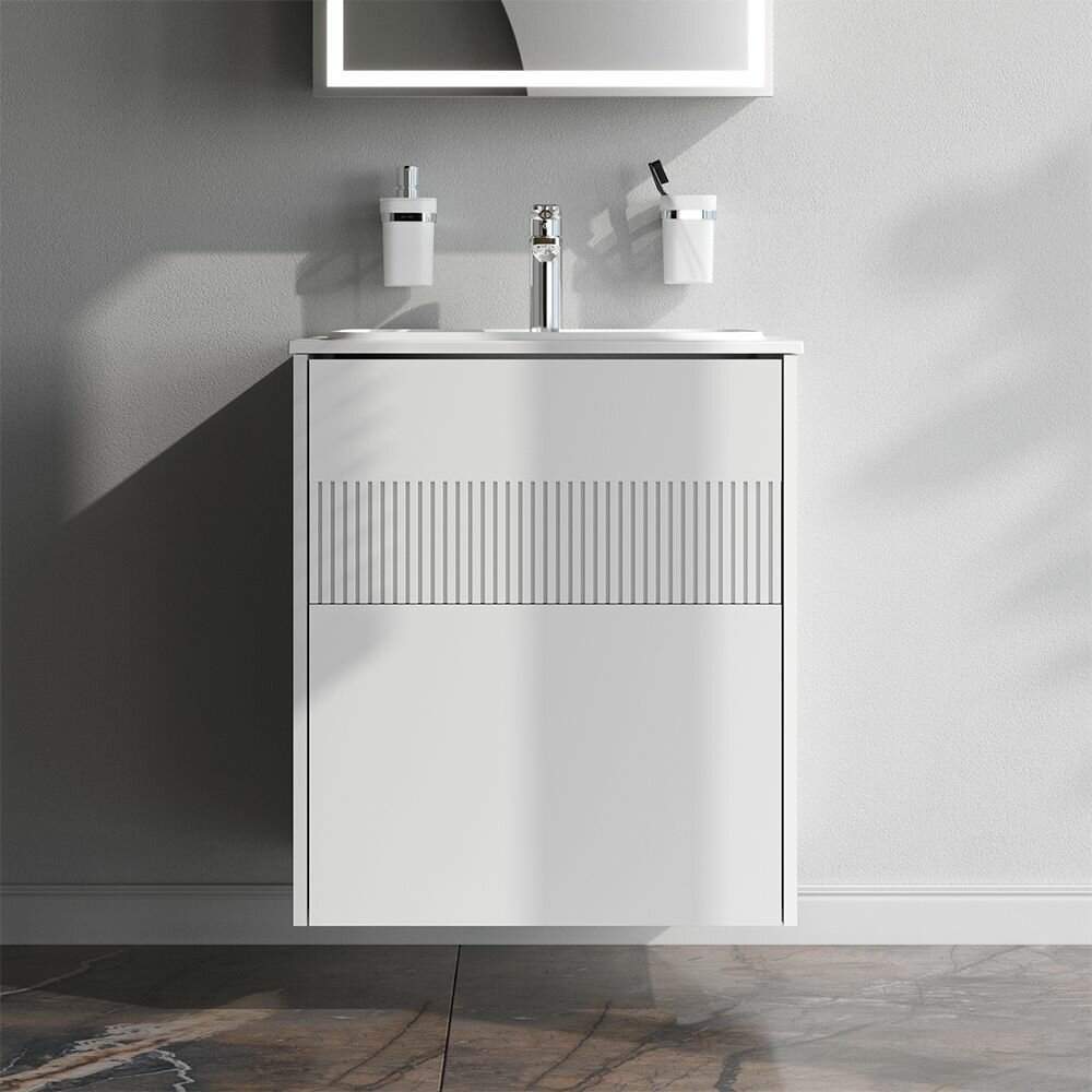 Тумба с раковиной Func 60см подвес. белый мат. 2 ящ.  M8FFUX0602WM/M8FWPC0600WM