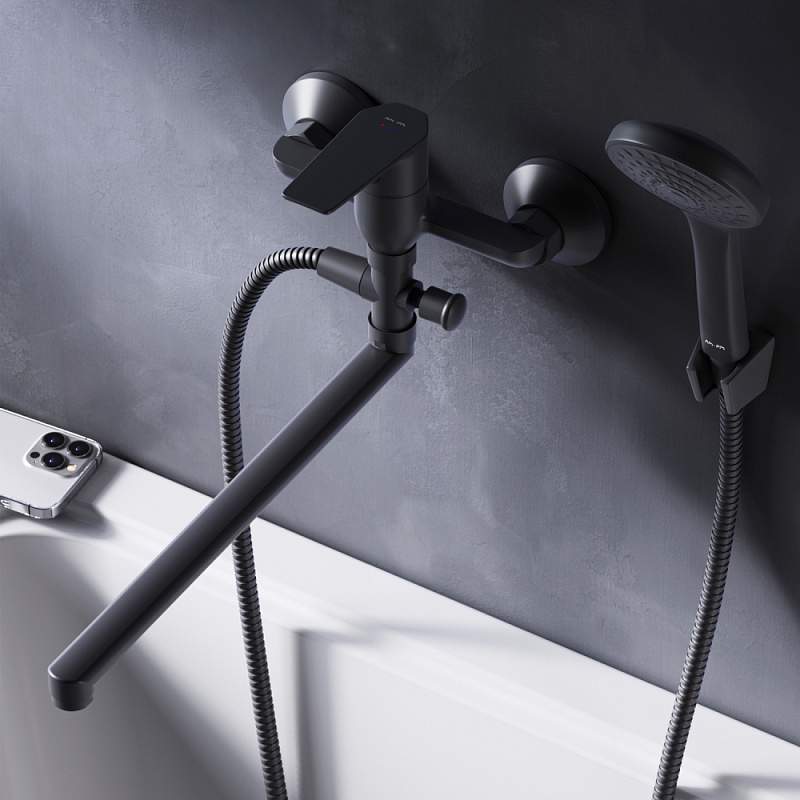 Смеситель  Gem F90A90122 д/ванны/душа излив 325мм черный  