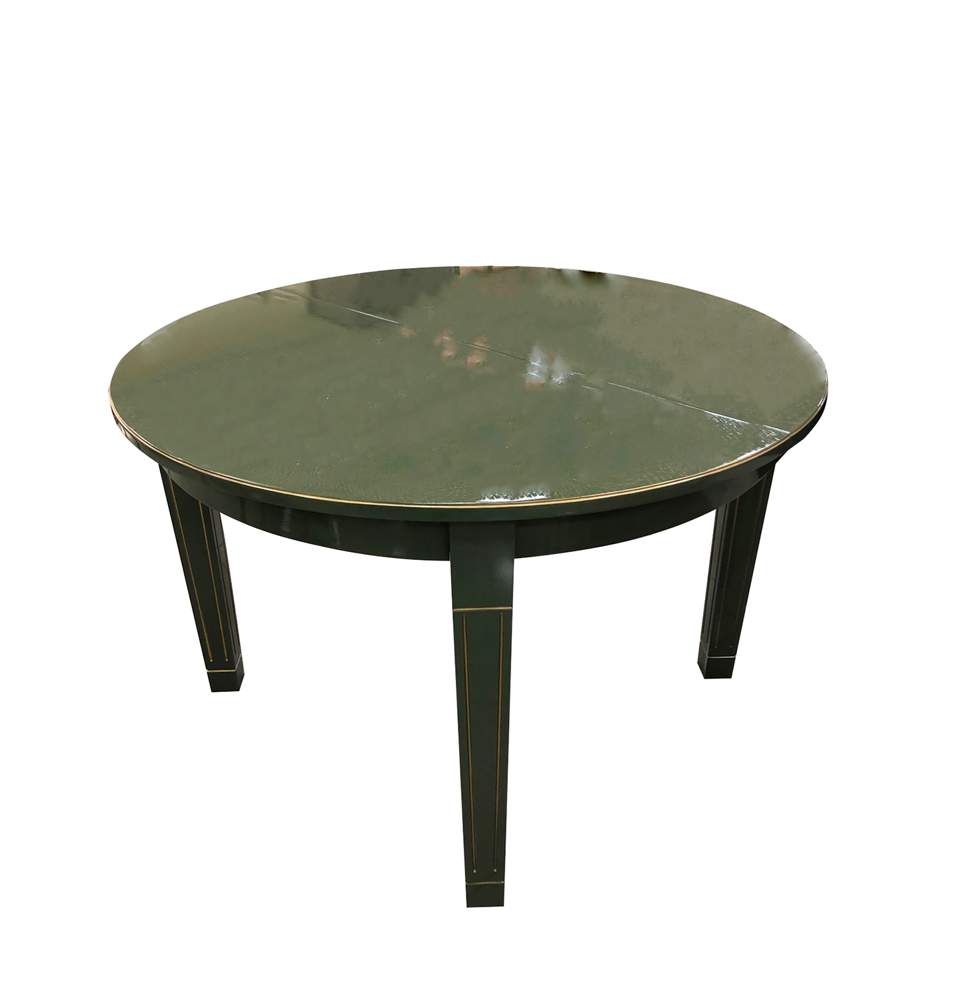 Стол Обеденный 23.02Р Румын D1200(1600) Н770 4 ноги Ral 6013 , патина золото , Лак глянец