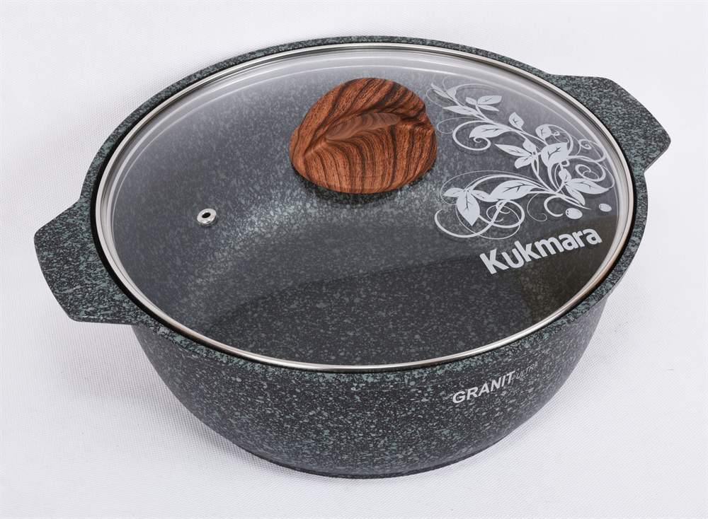 KUKMARA Кастрюля-жаровня жгз51а 5л 29х14см АП Granit Ultra (green) стеклянная крышка