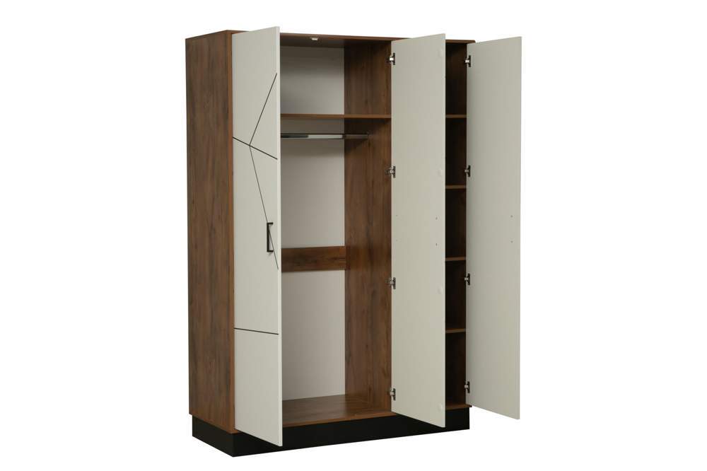 Шкаф д/одежды 54.12 "Гамма" 3-х дв. (таксония/черный/ПВХ белый ) 