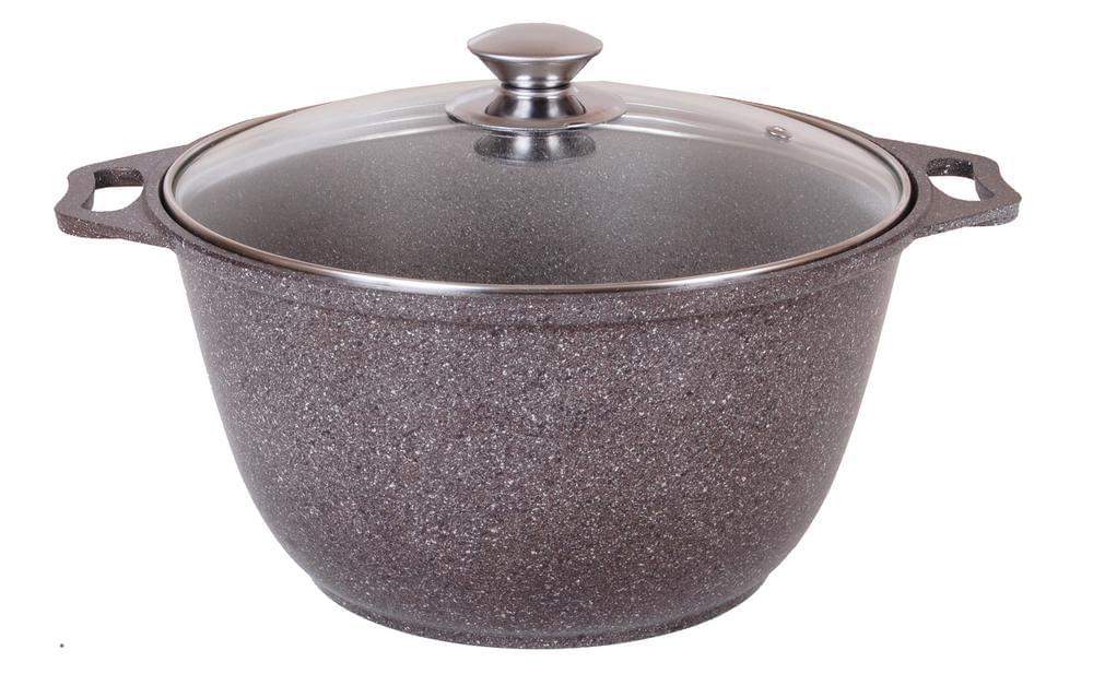 KUKMARA Кастрюля кмк62а 6л 29х16см АП Кофейный мрамор стекл.крышка