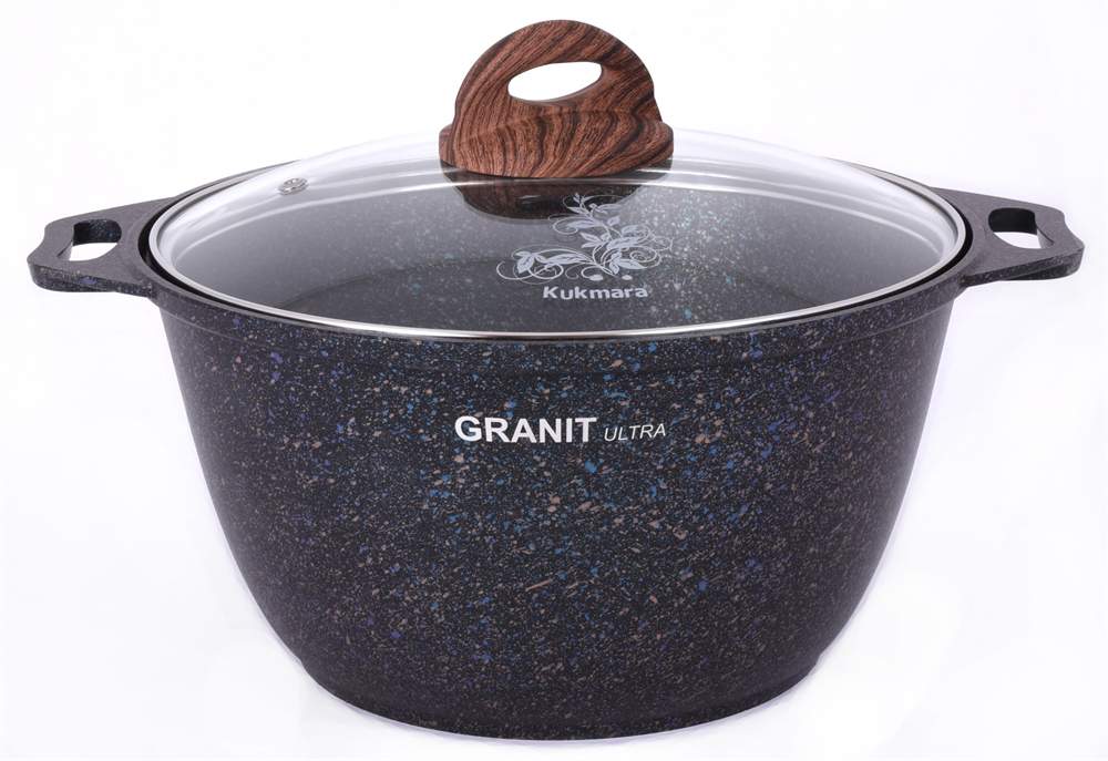 KUKMARA Кастрюля кгг62а 6л 29х16см АП Granit Ultra (blue) стеклянная крышка