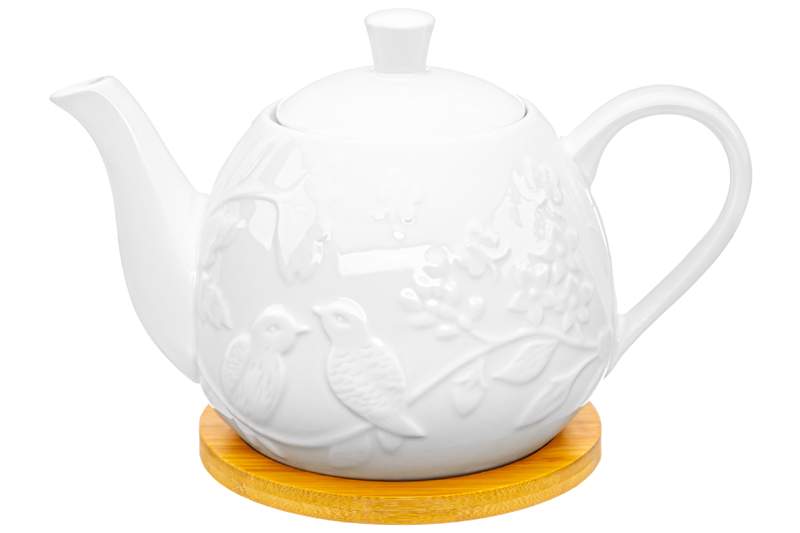 ELAN GALLERY Птички на ветке Чайник заварочный 540831 900мл на деревянной подставке