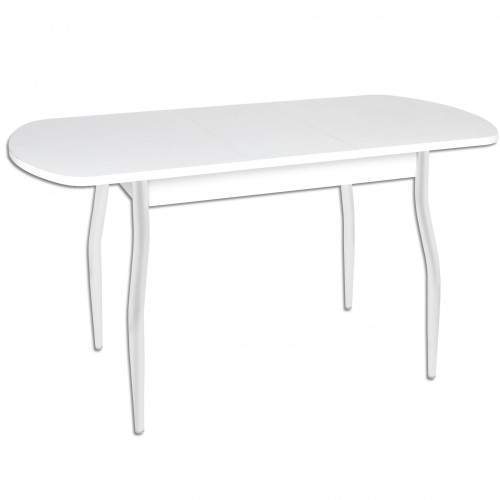Стол Милтон Лофт 1100(1420)х750 раскладной  полуавал белый глянец каркас белый