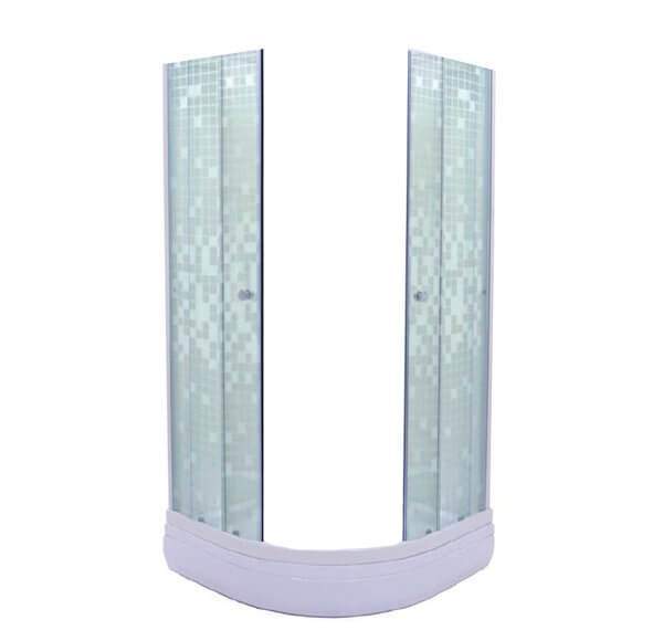 Душевое ограж. "Стандарт А" Мозаика  1/4кр. низ.поддон 90*90 (3мест + сифон D90мм) Аква бел