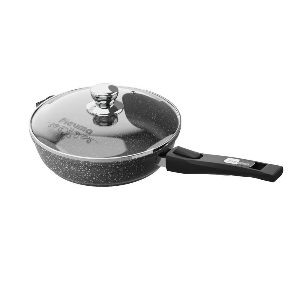 МЕЧТА Гранит Black Сковорода с030802 300мм с крышкой съемная ручка АП покрытие