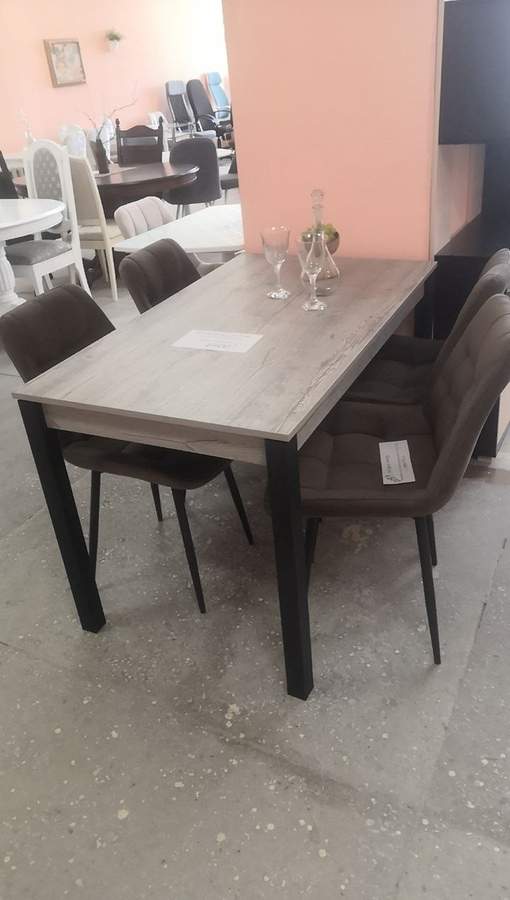 Стол Обеденный Стиль 5  б/полки лофт 1200*700 дуб нордик/50*50 черный муар