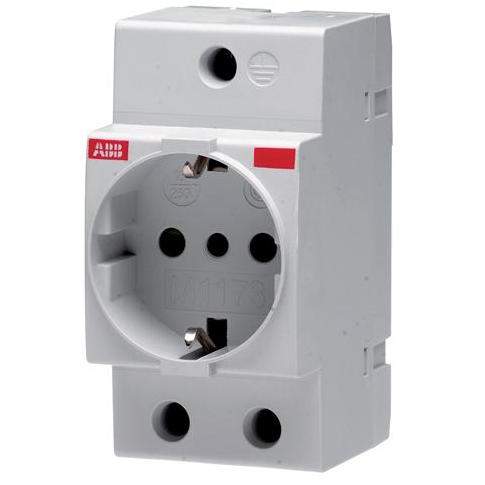Розетка АВВ щит.на DINрейку Schuco 2P+N 16A  M1173 серая  2CSM110000R0701