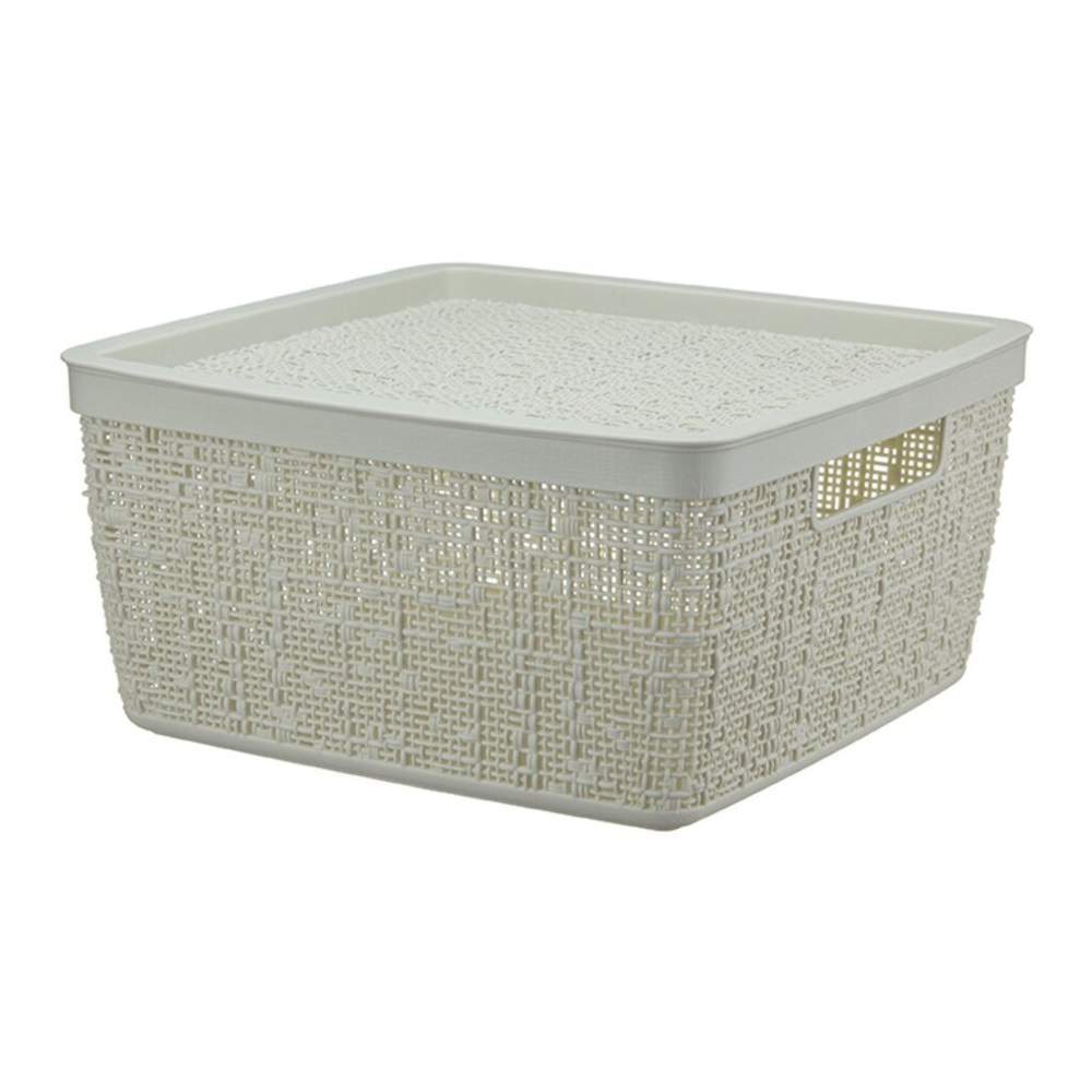 Корзинка Рогожка бел.ночь с крыш. 8л (28х28 в.14см)  выруб.руч. М2326 бл.рт/337286