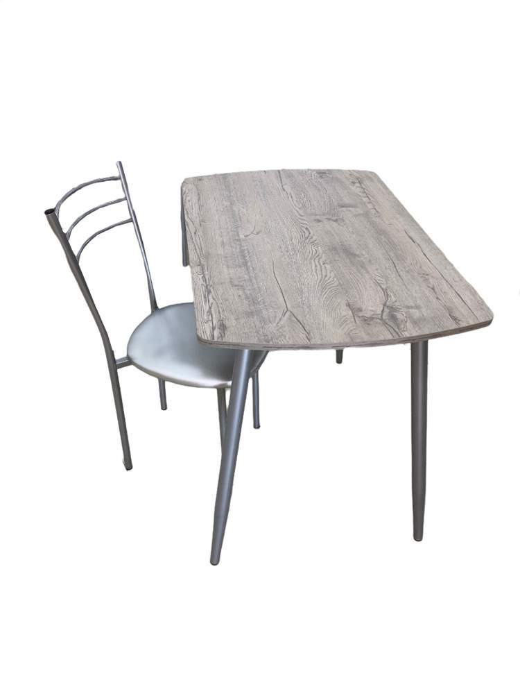 Стол Обеденный Иния mini  дуб нордик/д.40 конус хром лак+2 стула Тюльпан МИС хром лак/стальной