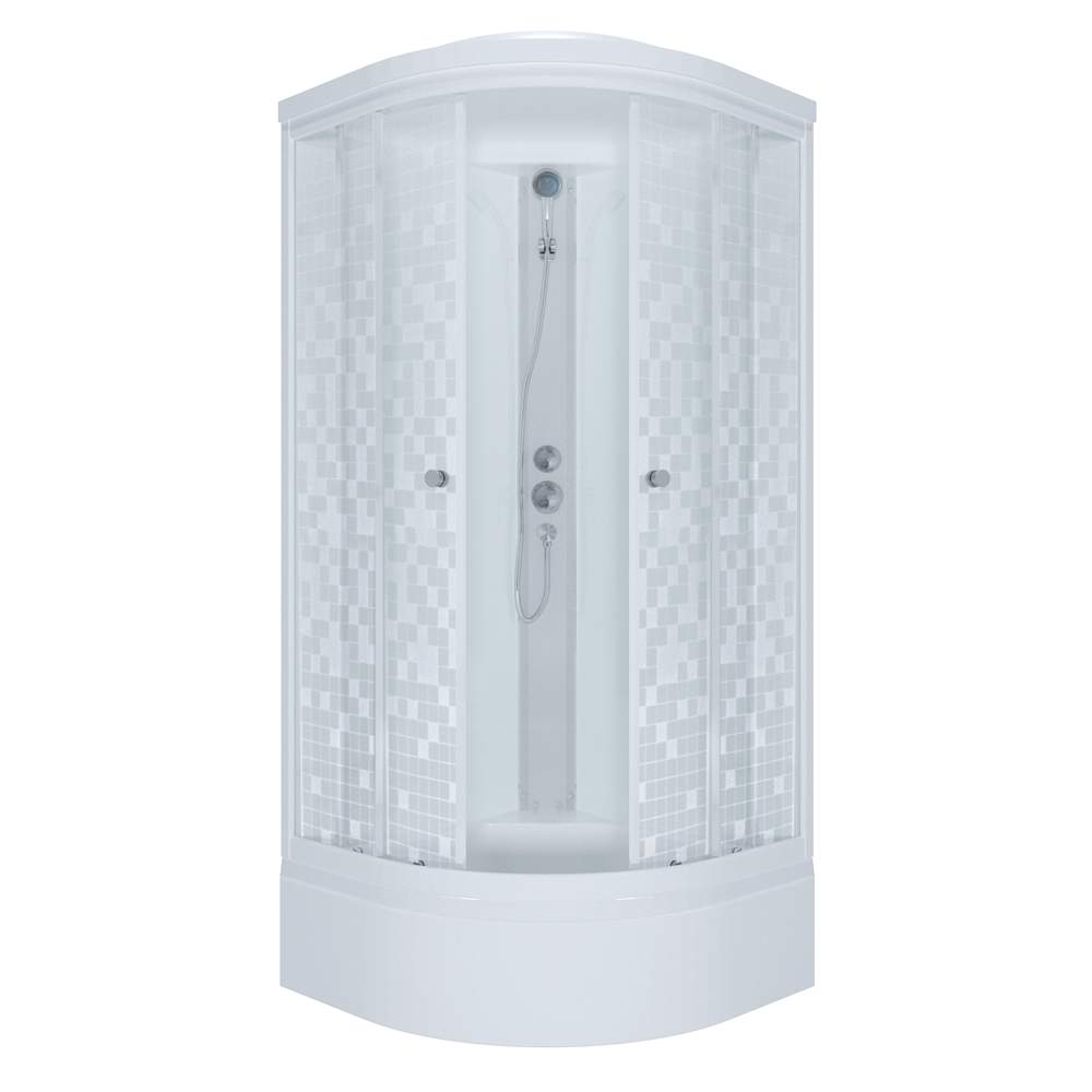 Душевая кабина "Стандарт В" Мозаика  1/4кр. сред.поддон 90*90, ДН4, (7мест + сифон D50мм) Аква бел