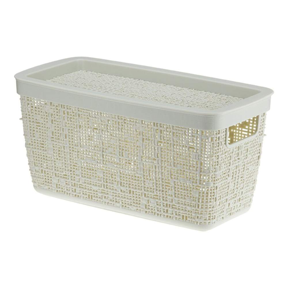 Корзинка Рогожка бел.ночь с крыш. 4л (28х14 в.14см)  выруб.руч. М2325 бл.рт/337284