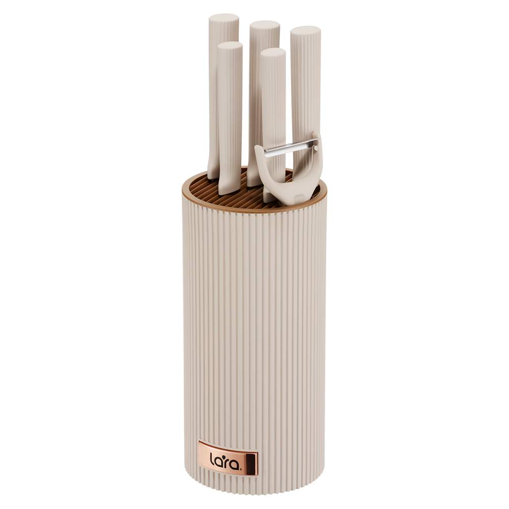 LARA Набор ножей LR05-72 7пр. (5 ножей+овощечистка+подставка) нерж/сталь