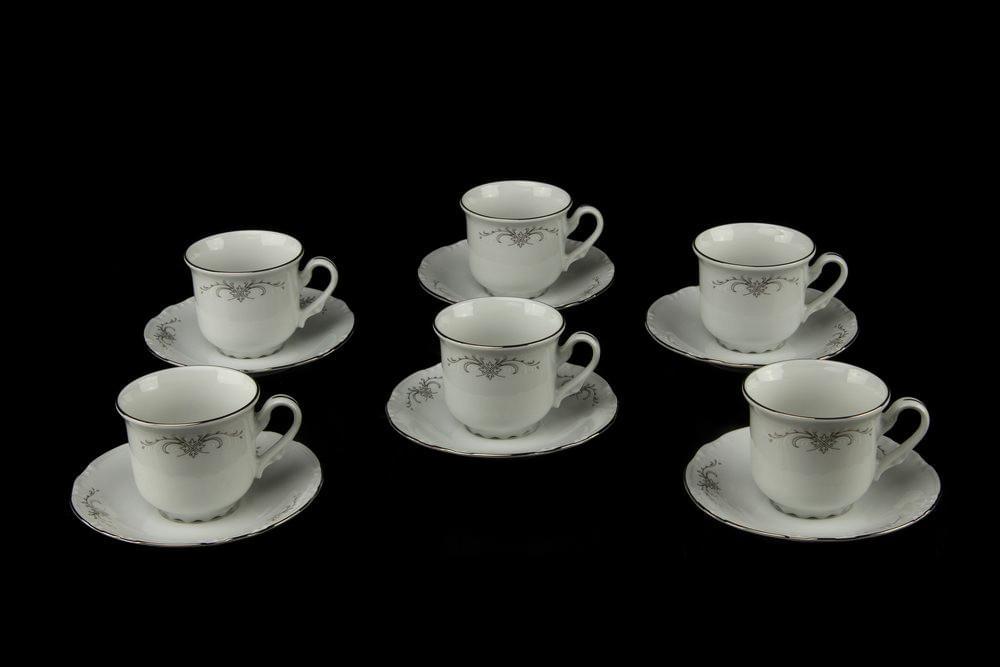 CONSTANCE Серый орнамент Набор чашек с блюдцами 90мл 7351100/15928/БТФ1034