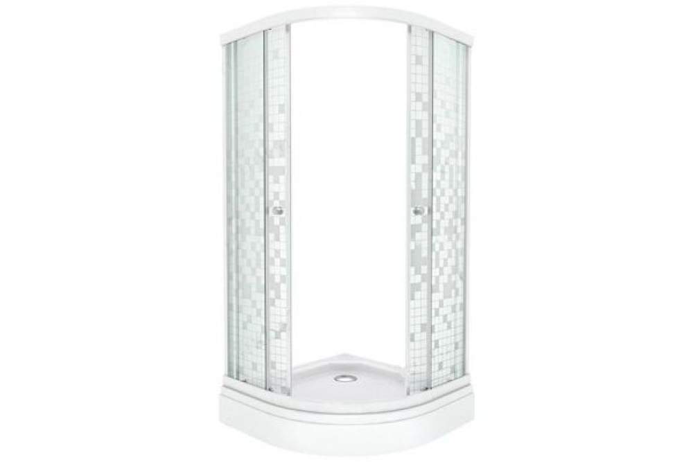 Душевое ограж. "Стандарт А" Мозаика  1/4кр. низ.поддон 100*100 (3мест + сифон D90мм) Аква бел