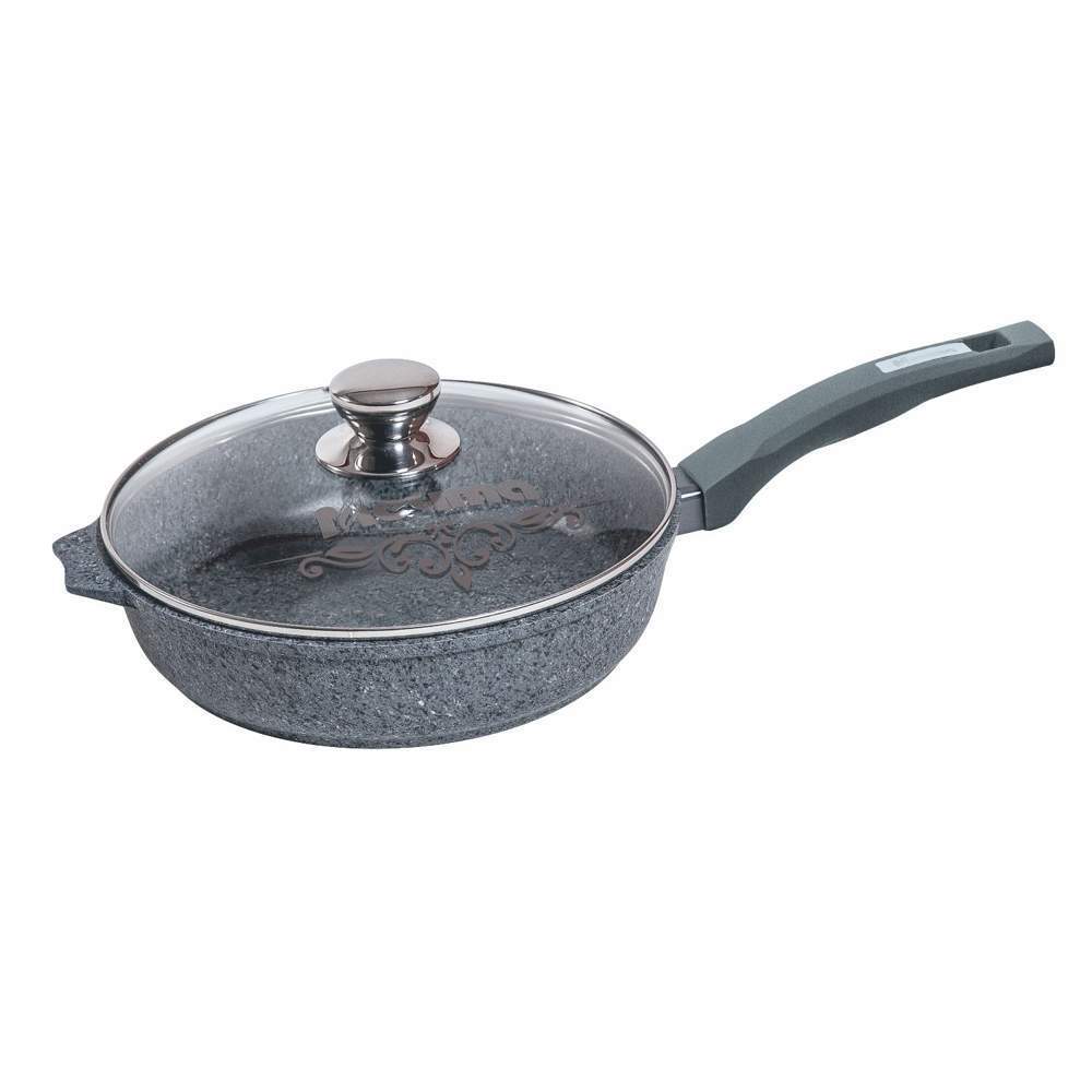 МЕЧТА Premium Gray Сковорода с22901 220мм с крышкой сверхпрочное АП покрытие 