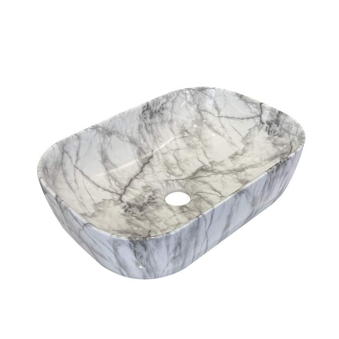 Раковина RD-1013 накладная на столешницу, белый мрамор 460х320х140мм