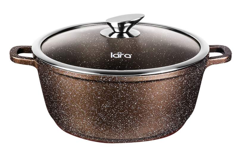 LARA Rio Choco Кастрюля LR02-204 4,2л 24см с/кр мрамор  