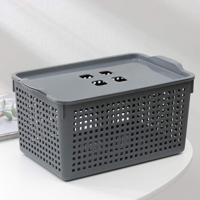 Корзинка Лофт/решетка 5,3л с кр.графит прям 29х18 h14см 644108/286974