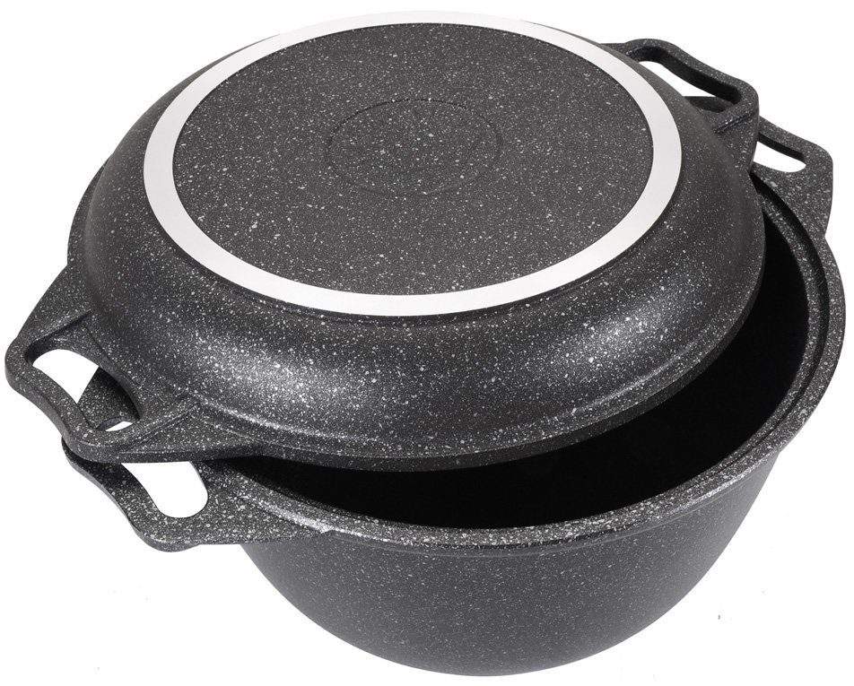 KUKMARA Казан кмт44а 4л АП темный мрамор крышка-сковорода