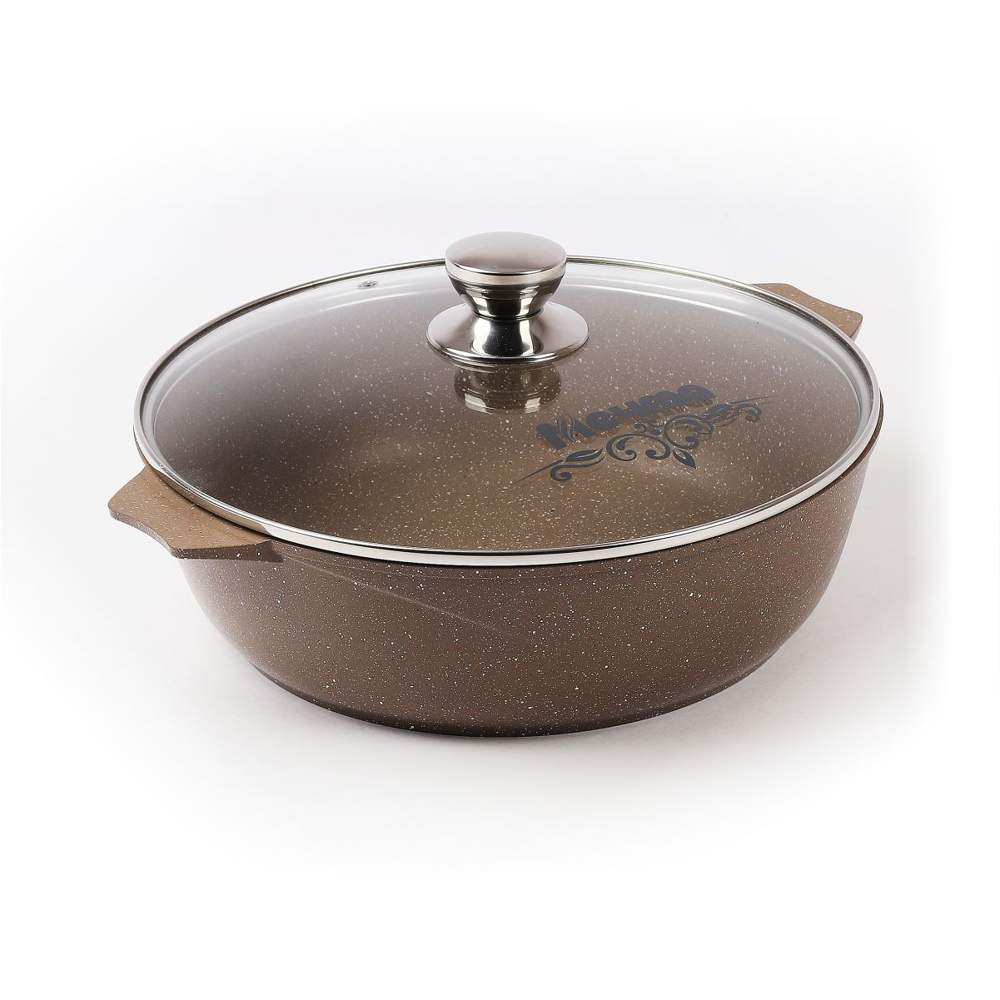 МЕЧТА Гранит Brown Жаровня 35806 с крышкой 5л 30х8,7см АП покрытие 