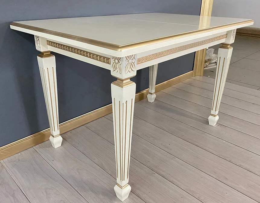 Стол Инфинити 02 Белый Патина , патина шампань