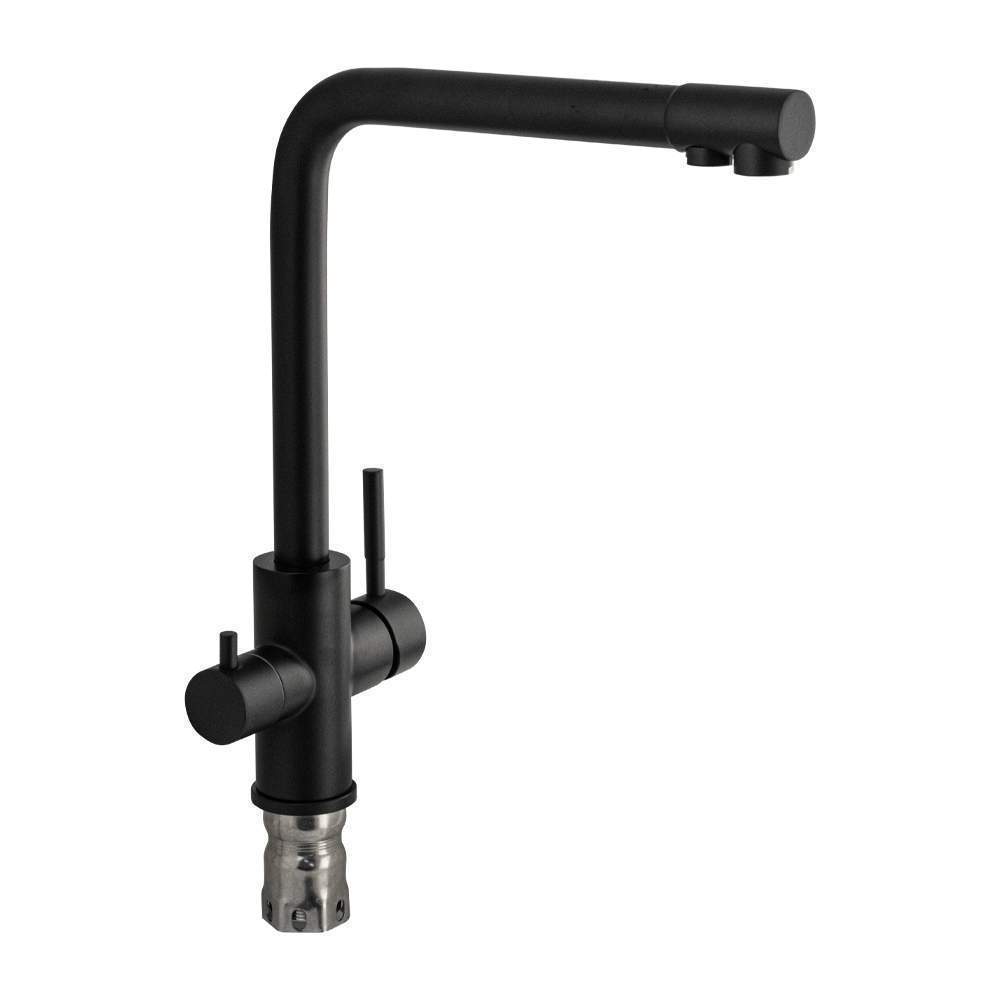 Смеситель Magnus  91120  кухонный Черный г-обр.гусак из нерж.304