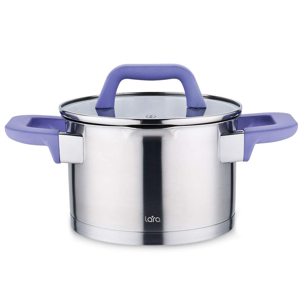 LARA Лаванда Кастрюля LR02-255 6,4л 24см  дно индукция /нерж/