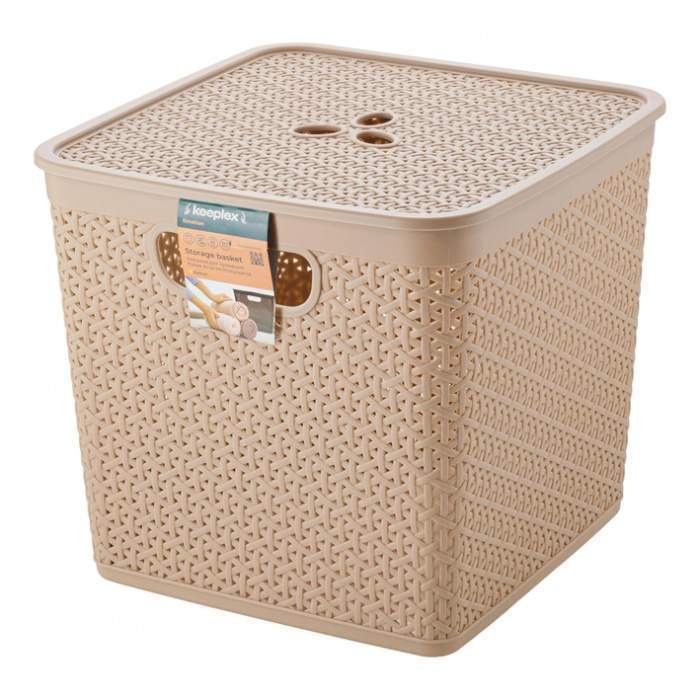 Корзинка д/хранения Ротанг 21л с кр. беж квадр  KL130511015/344449