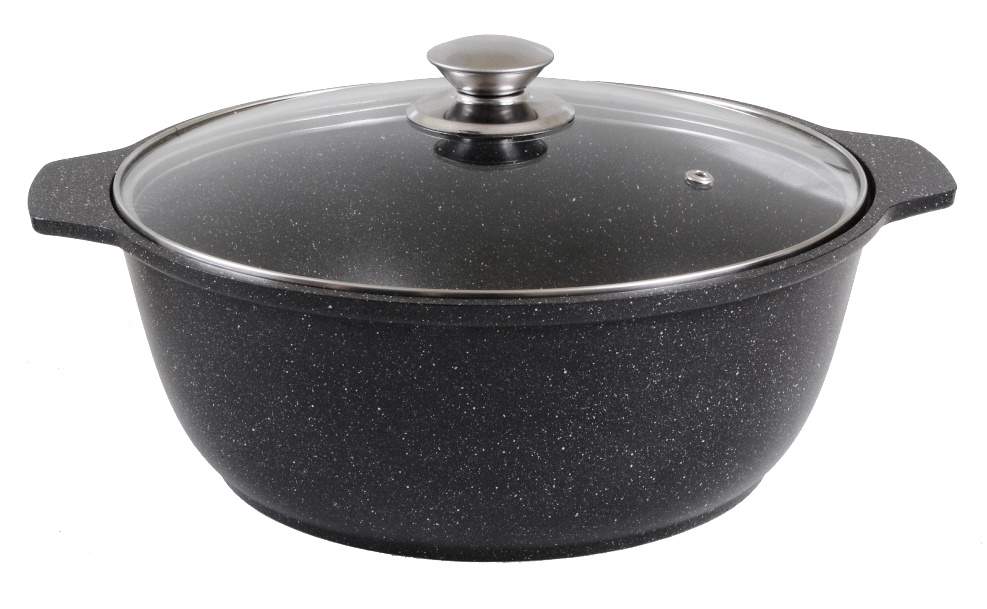 KUKMARA Кастрюля-жаровня жмт52а 5л 29х14см АП Темный мрамор стекл.крышка