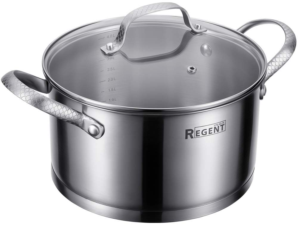 REGENT INOX Linea Sirena Кастрюля 65-0422 4500мл 22x12см cо стеклянной крышкой индукция