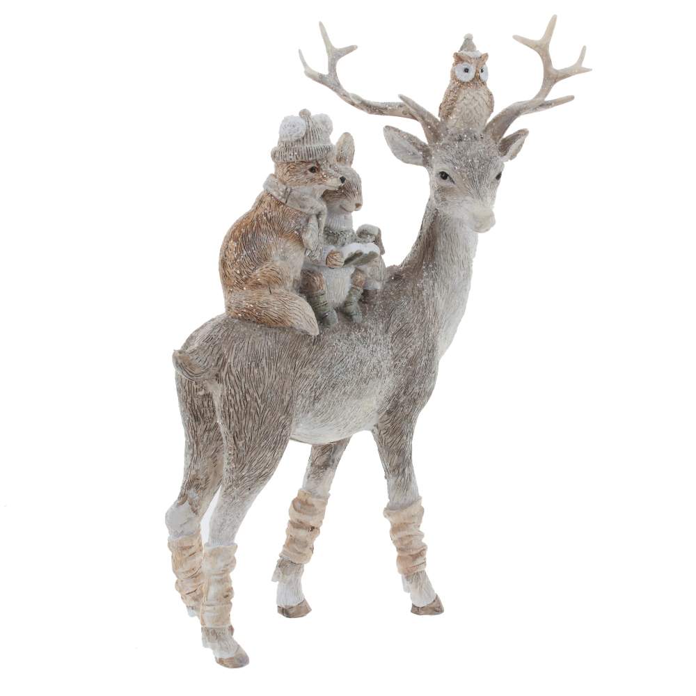 REMECO COLLECTION Фигурка 763849 Олень и лесные друзья серебро 20,5х9х25см (полимер)